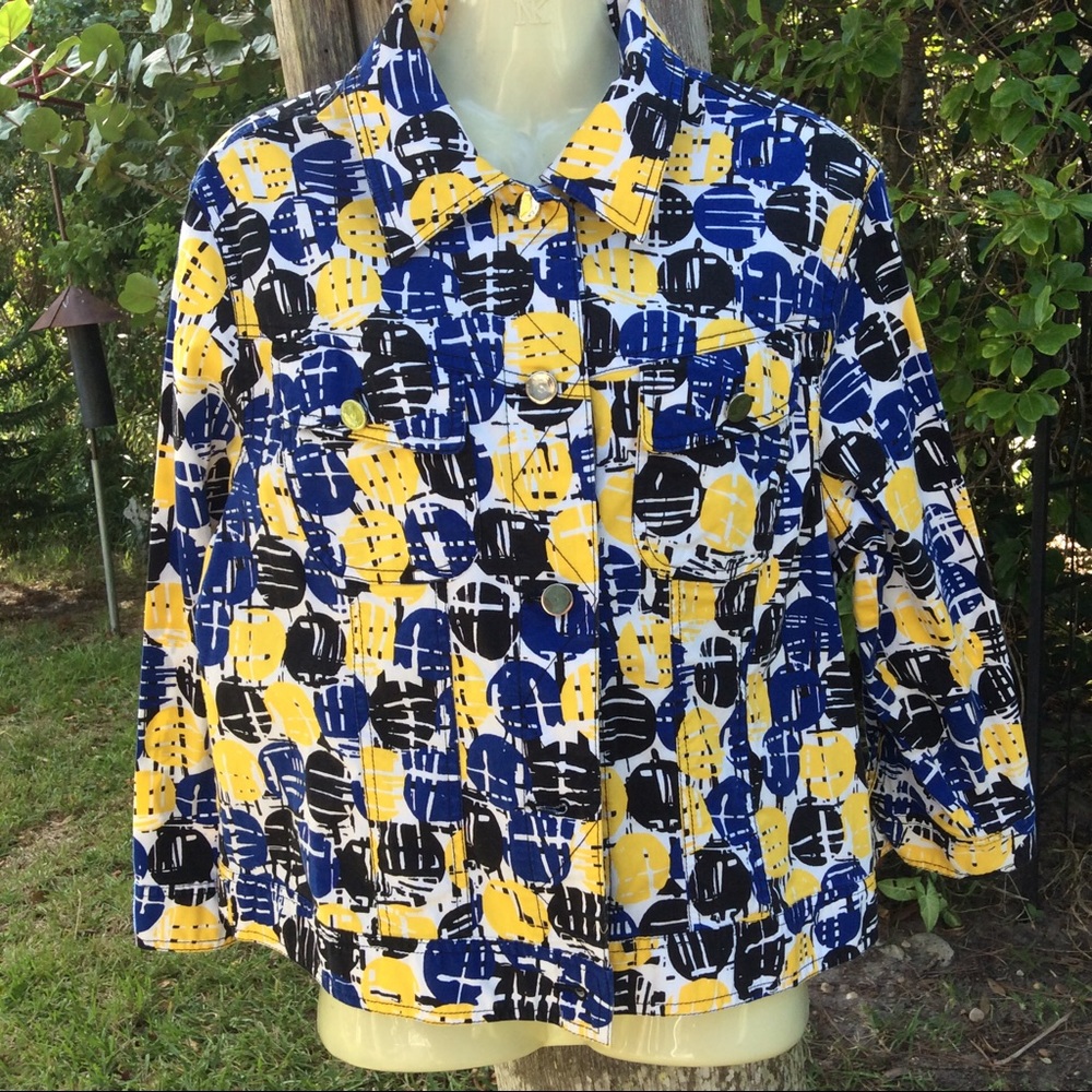 Ruby Rd. Blue print short jacket Sz 14